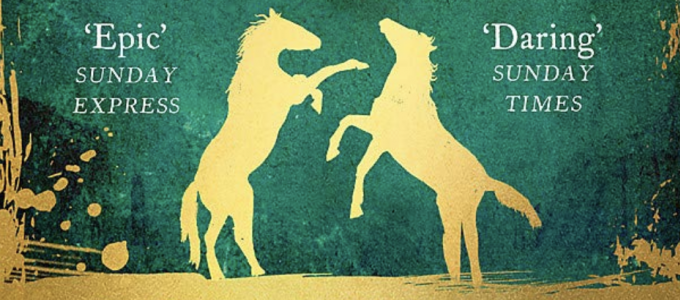 Image - detail from book cover, illustration of two horses