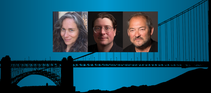 Image - speaker photos and outline of Golden Gate Bridge