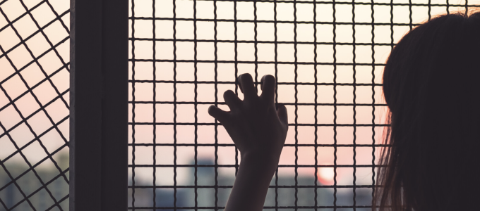 Image - girl behind fence