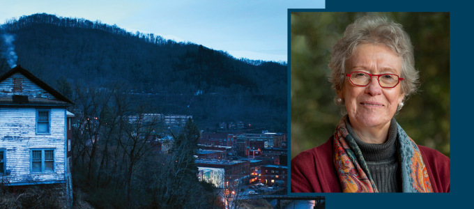 Image - the speaker and detail from her book cover