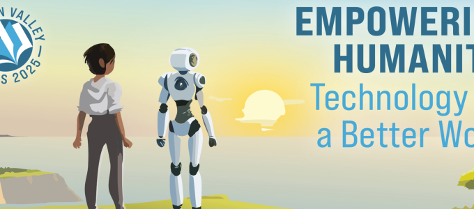 Image - person and robot and sunset