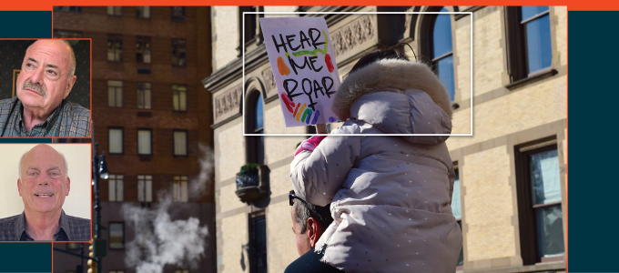 Image - the speakers and protesters