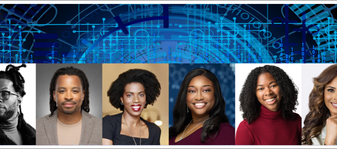 Image - the speakers and a digital backdrop