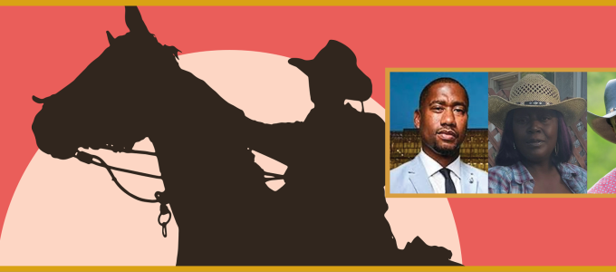 Image - speaker photos and illustration of cowboy on horse