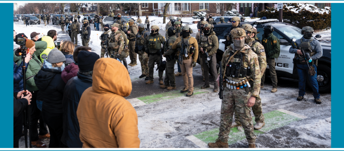 Image - protesters and ICE agents