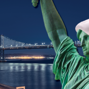 Week to Week politics roundtable at The Commonwealth Club of California Image - Statue of Liberty with Santa Hat