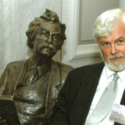 Robert Hirst: Editing Mark Twain’s Papers Image - Robert Hirst with Mark Twain statue
