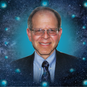 Michael Dine: This Way to the Universe Image - Michael Dine and a background of stars