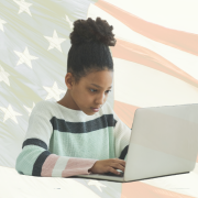 Civics Education as a National Security Priority Image - student with American flag in background