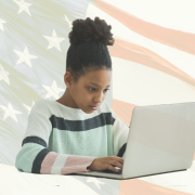 Image - student with American flag in background