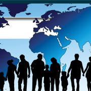 Image - global map and silhouettes of people