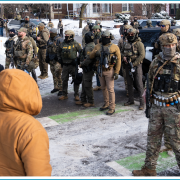 Image - protesters and ICE agents