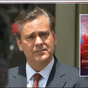 Image - the speaker and his book cover; background of colors smoke