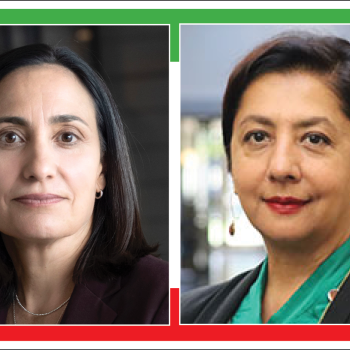 Image - the speakers with background of Iranian flag colors
