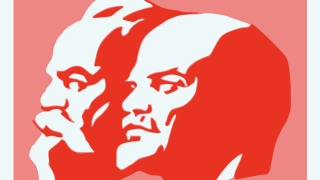 Image - drawing of Marx and Lenin's heads