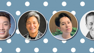 Image - speaker photos against a backdrop of polka dots