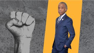 Image - Al Sharpton, next to someone's raised fist