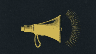 Image - blowhorn, detail from book cover of Free Speech