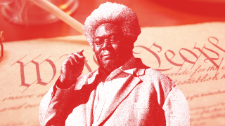 Image - Elie Mystal and a photo of the U.S. Constitution