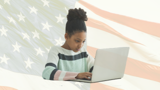 Image - student with American flag in background