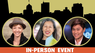 Image - speaker photos against backdrop of San Francisco skyline