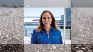 Image - Elaine Forbes and bird's eye view of San Francisco