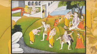 Image - Shiva Dances for Ravana, an illustration from the Shiva Tandava Stotra India, Himachal Pradesh, Kangra, ca. 1810 Ink, gouache, and gold on paper Private Collection
