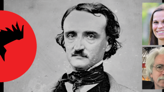 Image - photos of speakers and Edgar Allan Poe