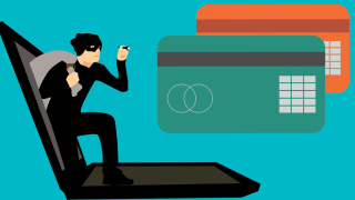 Image - illustration of criminal climbing out of laptop computer