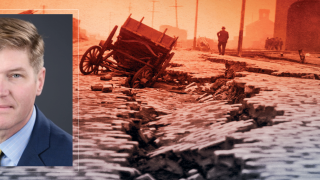 Image - Matthew Davenport and post-earthquake street