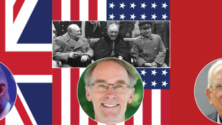 Image - the speakers, flags, and historic WWII photo