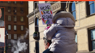 Image - the speakers and protesters