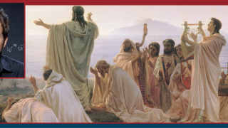 Image - public domain painting of Pythagoreans and photo of the speaker